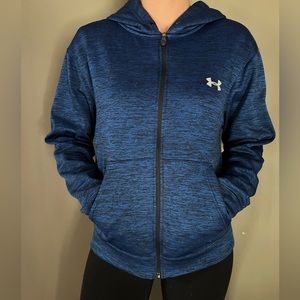 Under Armor blue zip up, size L & fits like L